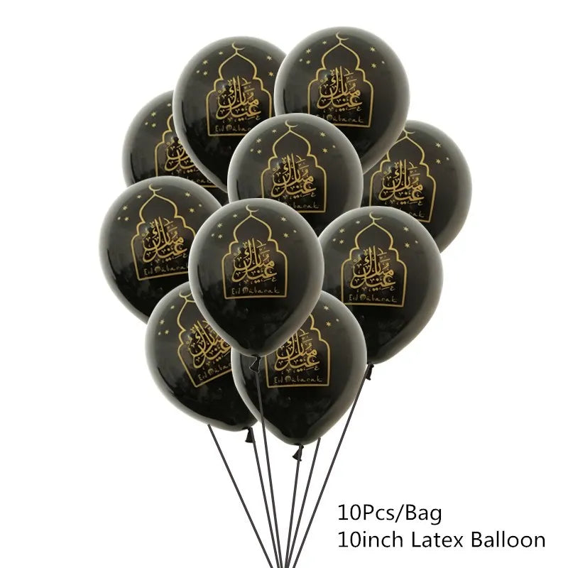 10Pcs Eid Umrah Mubarak Latex Balloon Ramadan Kareem Festival Muslim Islamic Ramadan Party Eid Al-Firt Home Decoration Supplies
