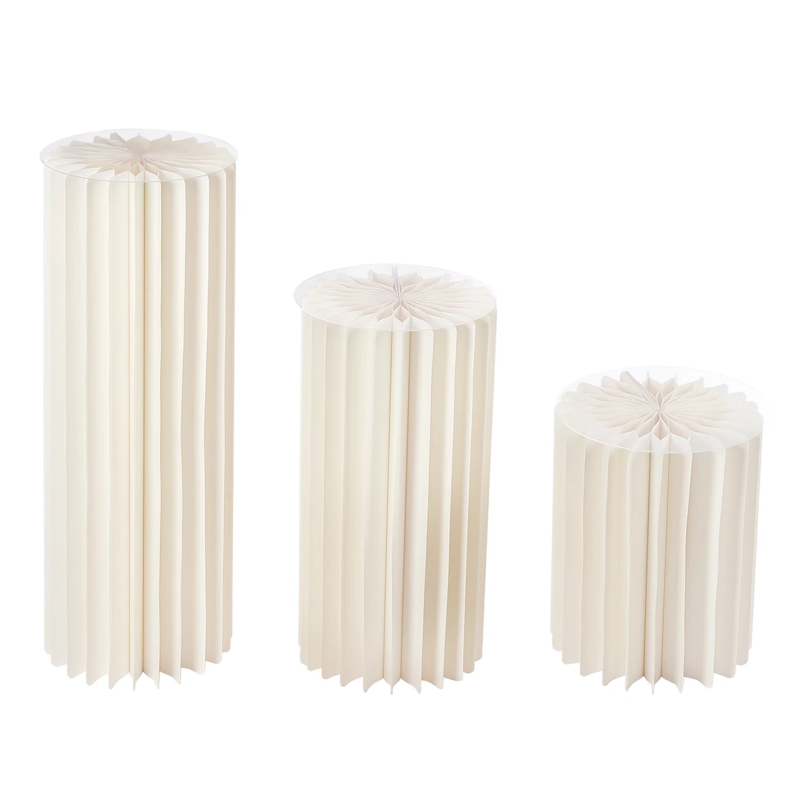 3Pcs Foldable Cardboard Flower Stands Wedding Centerpieces Vase Dessert Table Party Decor Cylinder Display Pedestal (40+60+80cm)