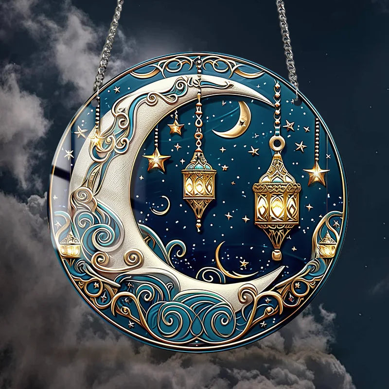1 Piece Middle East Ramadan Festival Decoration Retro Colored Acrylic Disc Hanging Decoration Home Room Chain Decoration Pendant