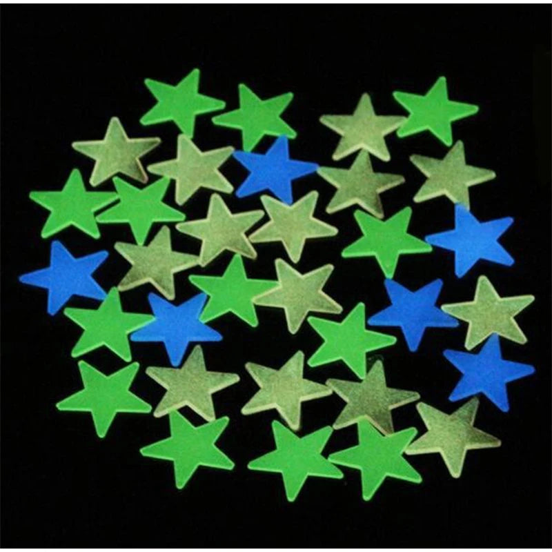 100/50/3pcs Glow In The Dark 3D Star Moon Wall Stickers Glow Sticker Christmas New Year Bedroom Ceilings Decor Glow Wall Sticker