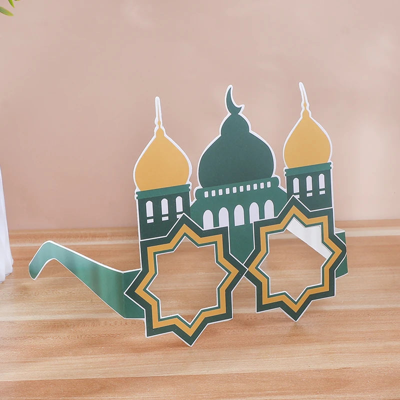 12pcs EID Mubarak Paper Glasses Ramadan Decorations For Home Islamic Muslim Party Supplies Photo Booth Props Gifts Eid Al Adha