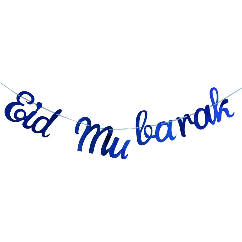 EID Mubarak Banner Glitter Star Moon Letter Paper Bunting Garland Islamic Muslim Party Ramadan Kareem Decorations for Home 2026