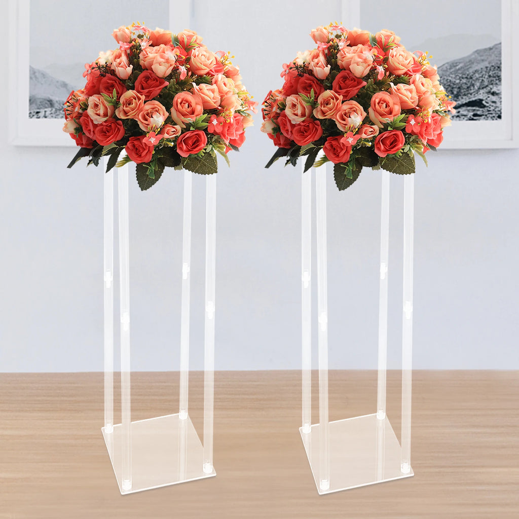Clear Wedding Geometric Flower Vase Column Stand for Wedding Party Table Centerpiece