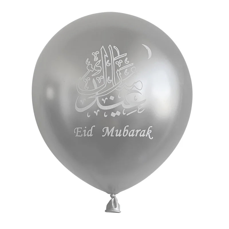 10pcs Eid Mubarak Latex Balloons Ramadan Kareem Decoration Metallic Chrome Balloon For Home Muslim Islamic Festival Party Decor