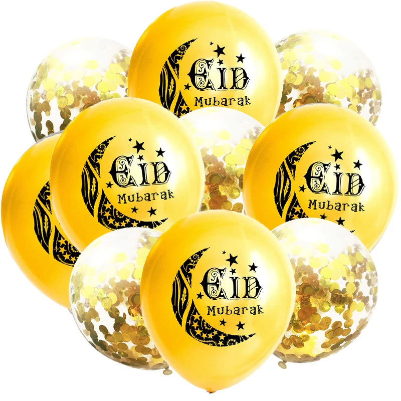 10Pcs Eid Mubarak Latex Balloon Ramadan Kareem Decoration Air Globos Ramadan Mubarak Muslim Islamic Festival Party Supplies 2024