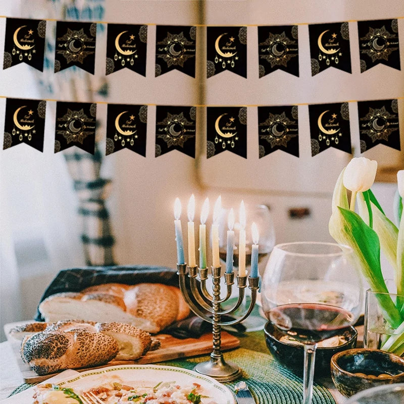 EID Mubarak Banner Ramadan Kareem Decoration 2026 Wall Hanging Flag DIY Making Ramadan Party Supplies Islamic Muslim Home Decor