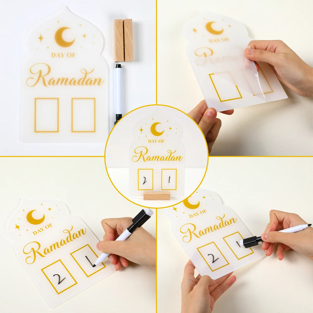 Ramadan Kareem Countdown Calendar Ornament Eid Mubarak Decoration 2025 For Home Muslim Islamic Festival Eid Al-Fitr Party Favors