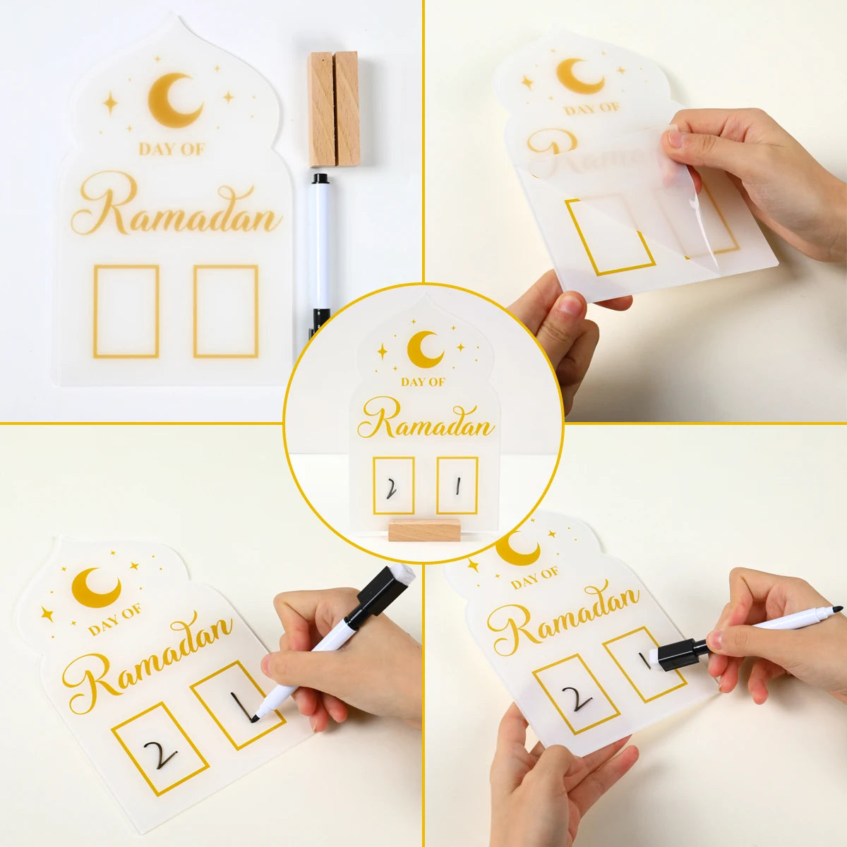 Ramadan Kareem Countdown Calendar Ornament Eid Mubarak Decoration 2025 For Home Muslim Islamic Festival Eid Al-Fitr Party Favors