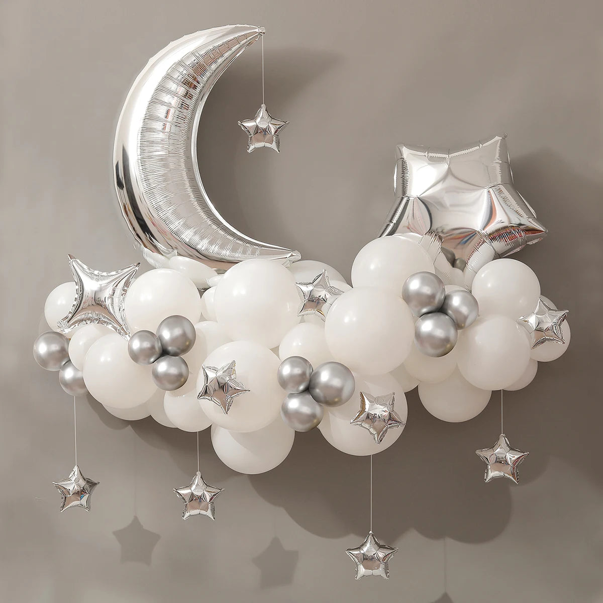 Moon, Stars, Clouds, Balloon Chain Party Decoration and Arrangement 1 set of 61 pieces