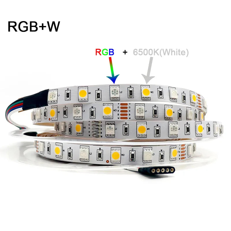 5M 300LEDs Waterproof RGB LED Strip 5050 DC12V 60LEDs/M Flexible Light Belt Led Ribbon Tape Home Decoration 24V RGBW Lamp Strips