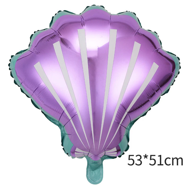 Sea Shell Balloon Transparent Rainbow Gradient Color Shell Foil Balloon Ocean Mermaid Theme Kids Birthday Wedding Party Decor