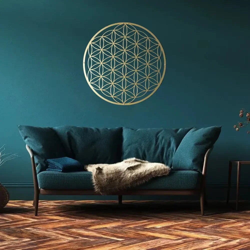 Ramadan&Eid Special Flower of Life Metal Wall Art for Bedroom and Living Room Decor,Lotus Design as Accent Piece Above Couch