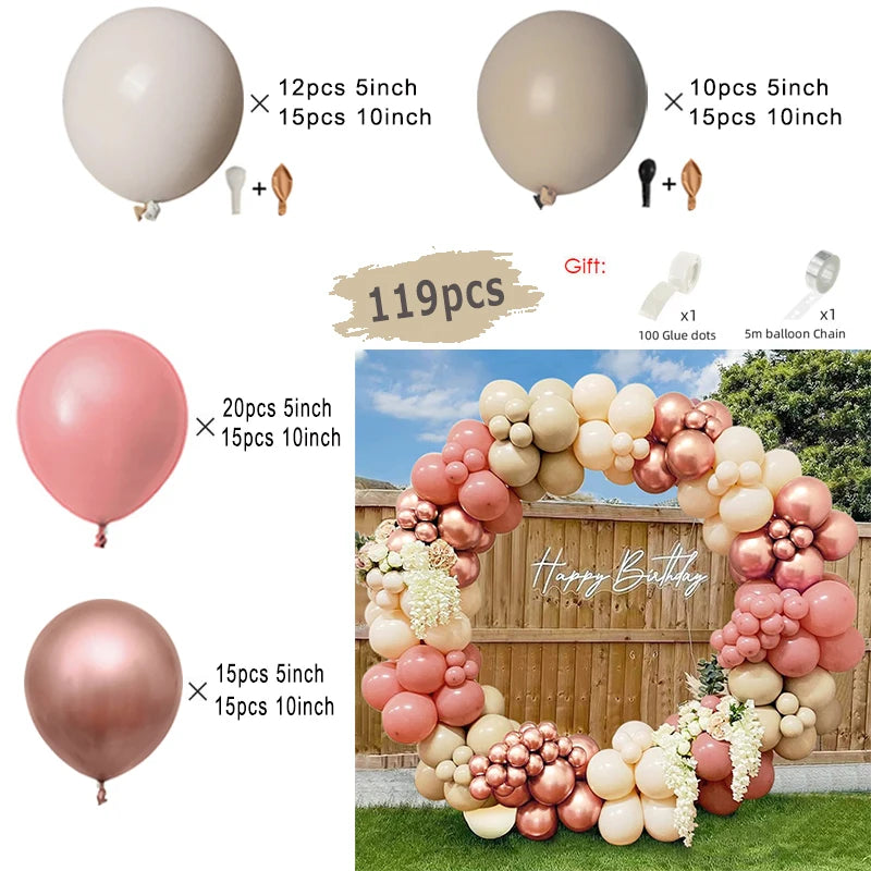 Macaron Pink Balloon Garland Arch Kit Wedding Birthday Party Decor Kids Rose Gold Latex Balloons Baby Shower Decorations Chain