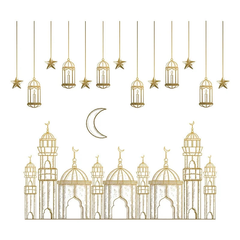 Eid Window Stickers Ramadan Decoration Eid Mubarak Decor for Home 2026 Ramadan Kareem Islam Muslim Party Supplies Eid Al-fitr