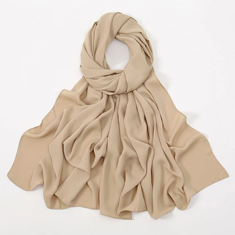 New Medina Silk Chiffon Hijab Premium Chiffon Muslim Hijabs Scarf For Women Heavy Poka Chiffon Shawl Headscarf Wrap Islam Turban