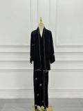 Arab Women Front Open Cardigan Scarf Burqa Islamic Bow Embroidery Robe Abaya Muslim Robe Ladies Loose Kaftan Clothing