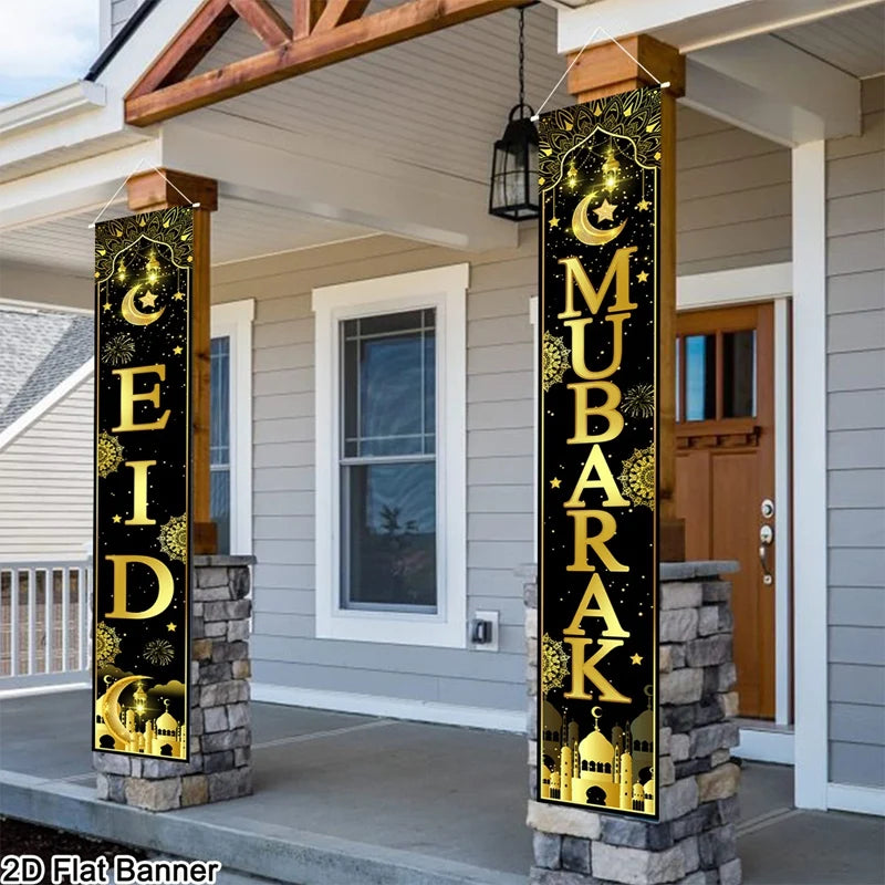 Eid Mubarak Door Banner Ramadan Decoration 2026 for Home Mubarak Ramadan Kareem Islamic Muslim Party Decor Eid Al Adha Gifts
