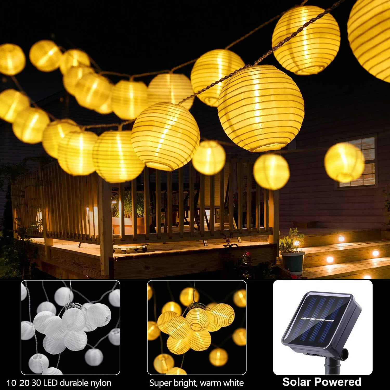 6.5M 30 LED Lantern Solar String Lights 8 Modes Waterproof Christmas Garland LED Fairy Light for Wedding Party New Year Decor