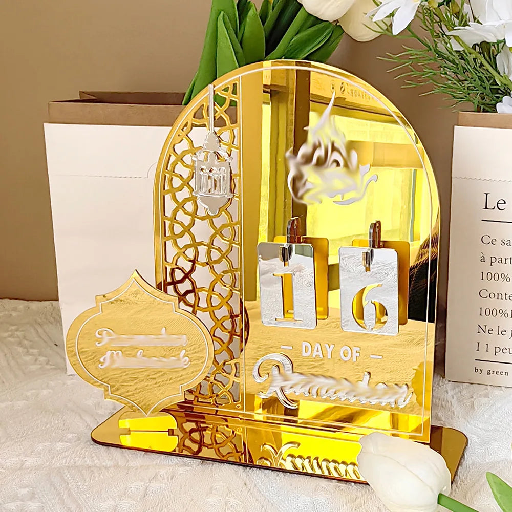 Ramadan Countdown Calendar 2026 Acrylic Silver Eid Mubarak Advent Islamic Home Decor For Muslim Party Indoor Table Desk Gifts