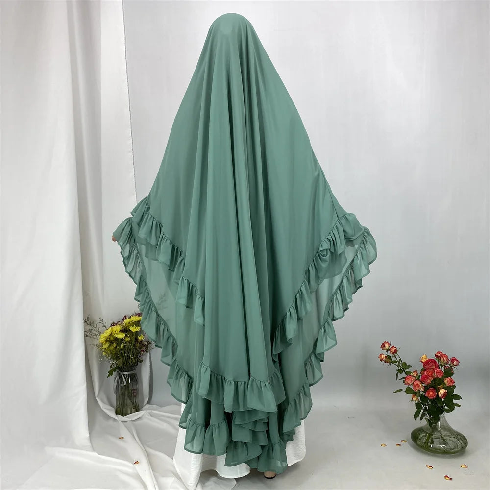 Fashion Extra Long Khimar Plain Chiffon Muslim Women Prayer Scarf Dubai Turkish Hijabs Turban Ramadan Niqab Abaya For Women