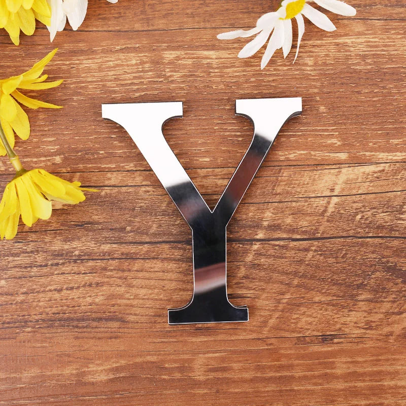Acrylic Mirror 3D Alphabet  House Number Wall Sticker English Alphabet Sticker Decoration Wedding love letters Decorative