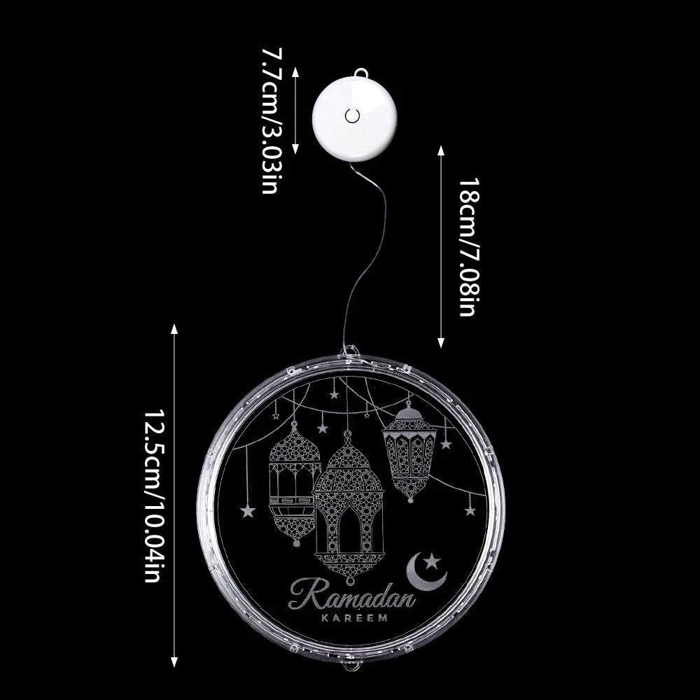 Ramadan Window Lights Eid Mubarak Decorations Moon Star Warm Lights Muslim Decorations for Door Home Eid Al Fitr Party Supplies
