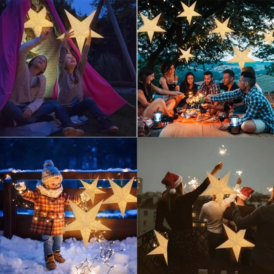 30/45/60cm Hollow Out Star Hanging Pendant Eid Mubarak Decoration Islam Muslim Light Paper Lantern Star Home Party Ramadan Decor