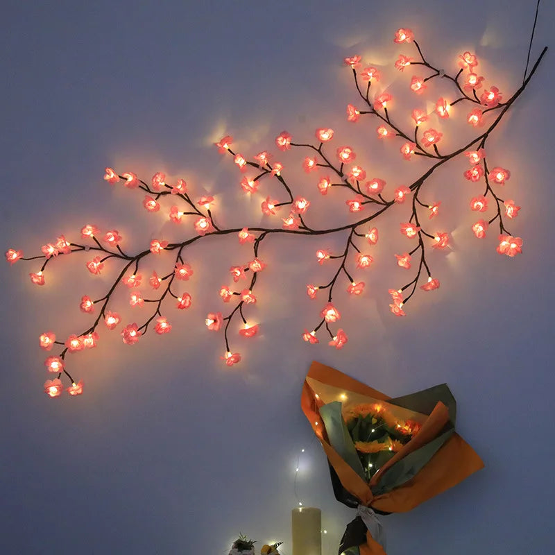 1.8M Cherry LED Tree Branch Light for Wall Cherry Blossom Willow Vine Twig Decor Garland USB 96 LED Light Christmas Decoration