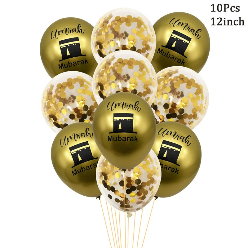 Black Gold Umrah Mubarak Latex Balloons Ramadan Kareem Decoration EID Mubarak Muslim Islamic Festival Party Home Ramadan Supplie