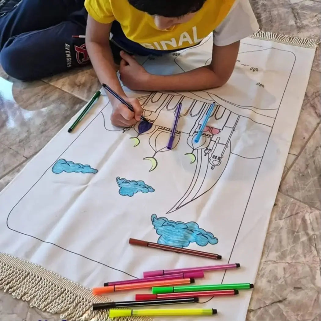 DIY Painting Muslim Prayer Mat for Kids Children Prayer Rug