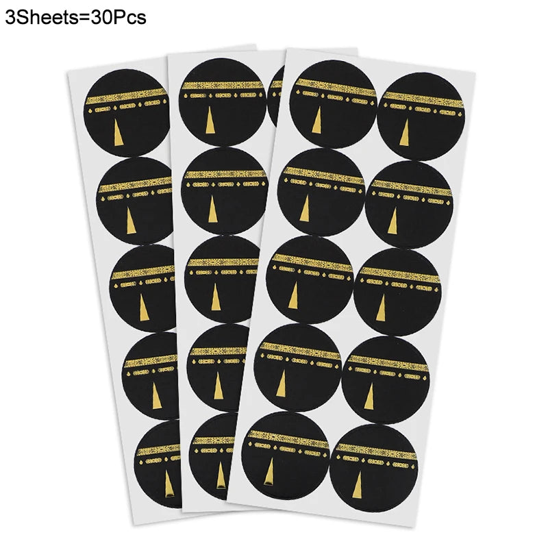 30/60pcs 4cm Umrah Mubarak Paper Stickers Muslim Islamic Party Gift Wrapping Decoration Eid Ramadan Candy Box DIY Label Sticker