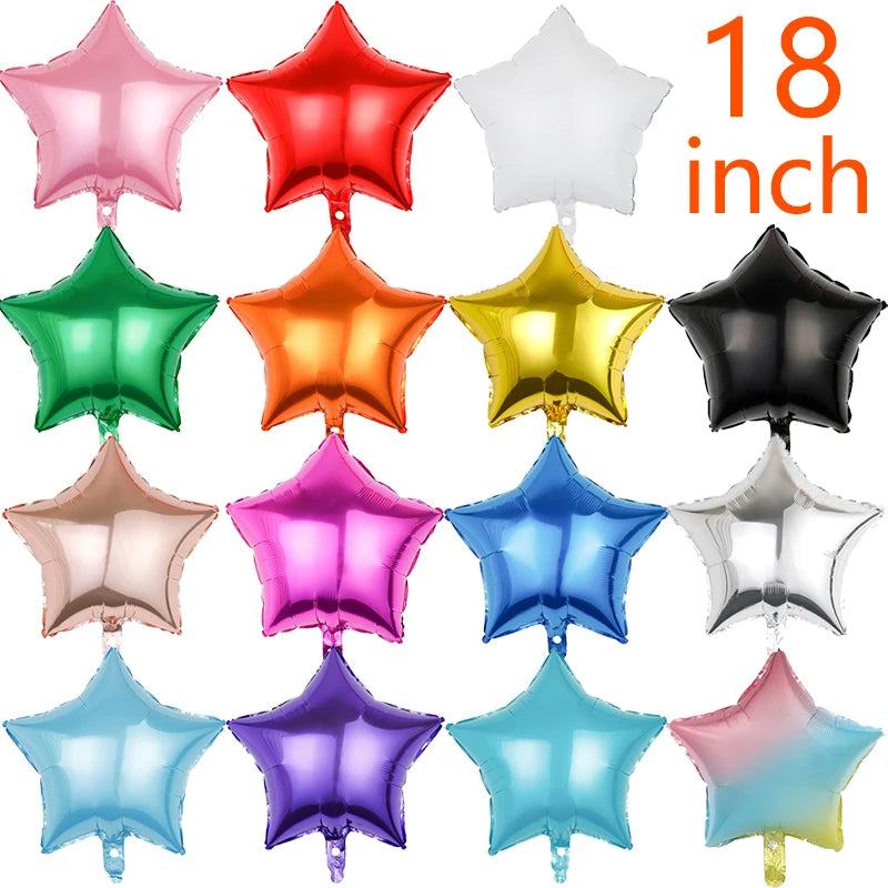 5/10/20Pcs 18inch Gold Black Red Star Balloon Foil Balloon Pentagram Helium Balloon Christams Birthday Party Wedding Decoration