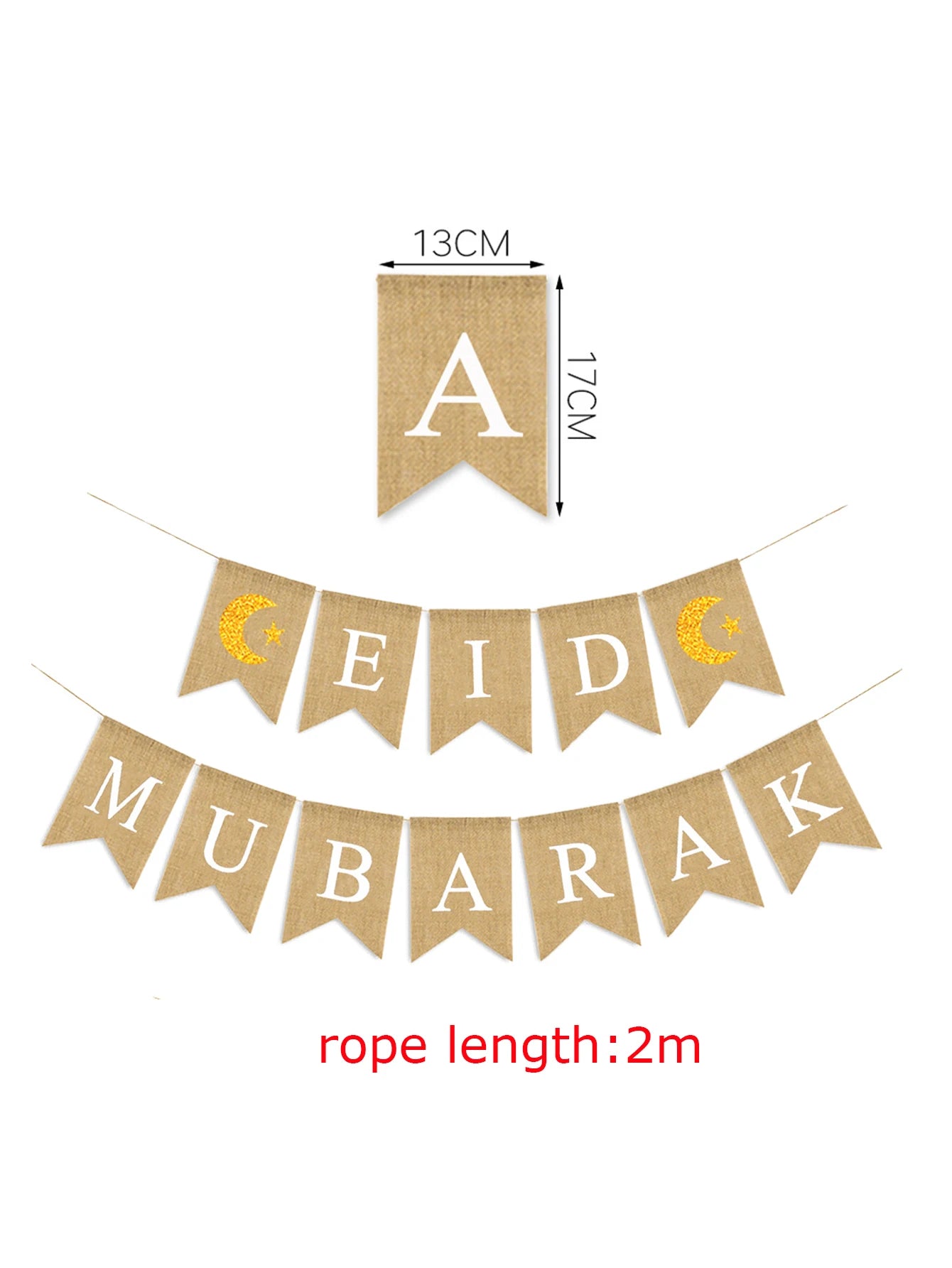 1set linen Eid Mubarak Banner Ramadan Kareem Banners Eid al-Fitr Decorations Star Moon Eid Mubarak Decorations Banners