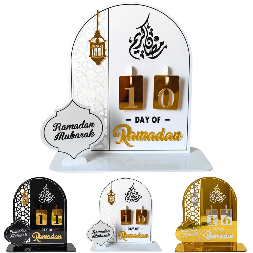 DIY Ramadan Advent Calendar Acrylic Eid Mubarak Countdown Calendar Table Decor for Arabic Muslim Islamic Ramadan Decoration 2026