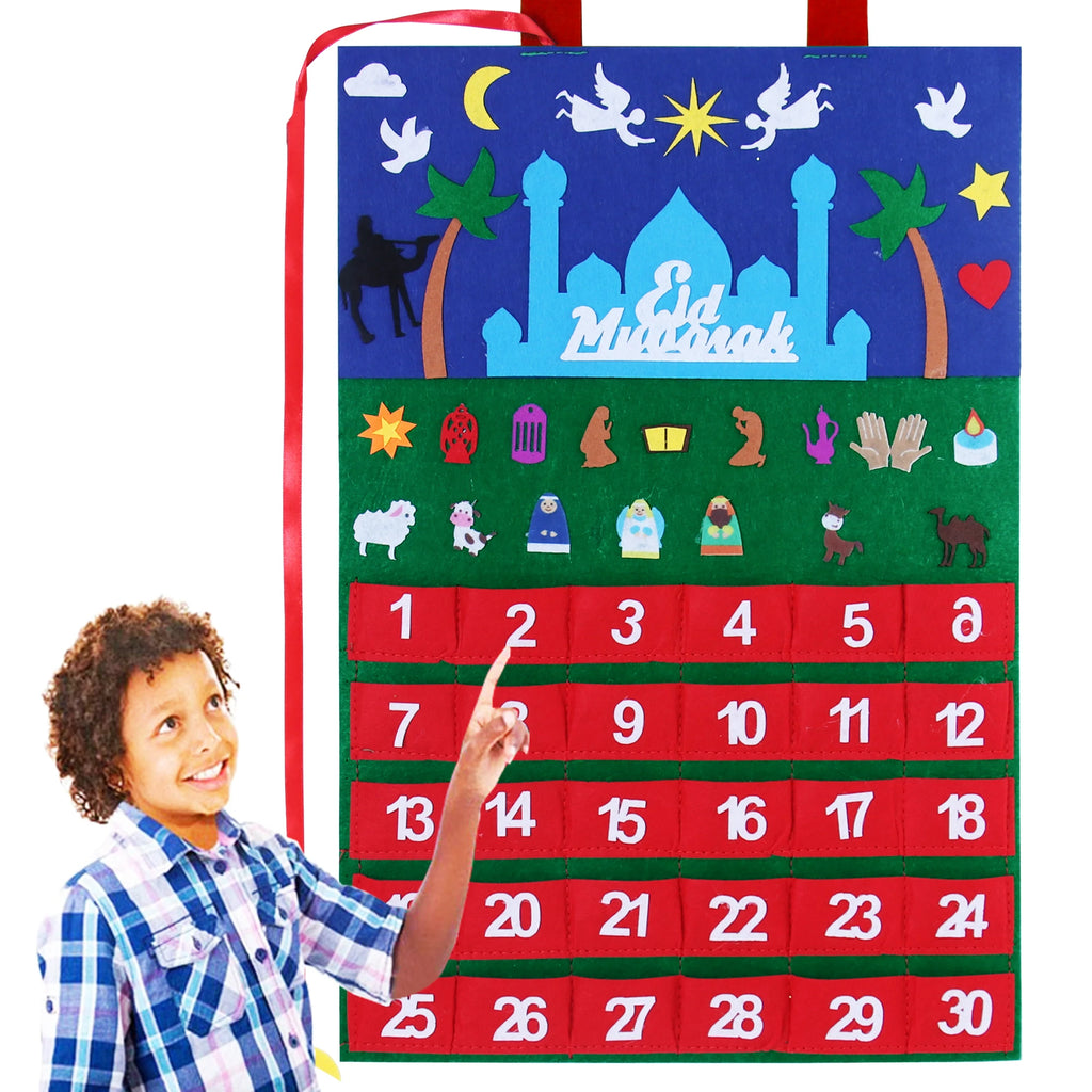 Eid Mubarak DIY Felt Calendar Countdown Ramadan Decoration For Home Kids Gifts Islamic Muslim Party Decor Eid Ramadan Kareem