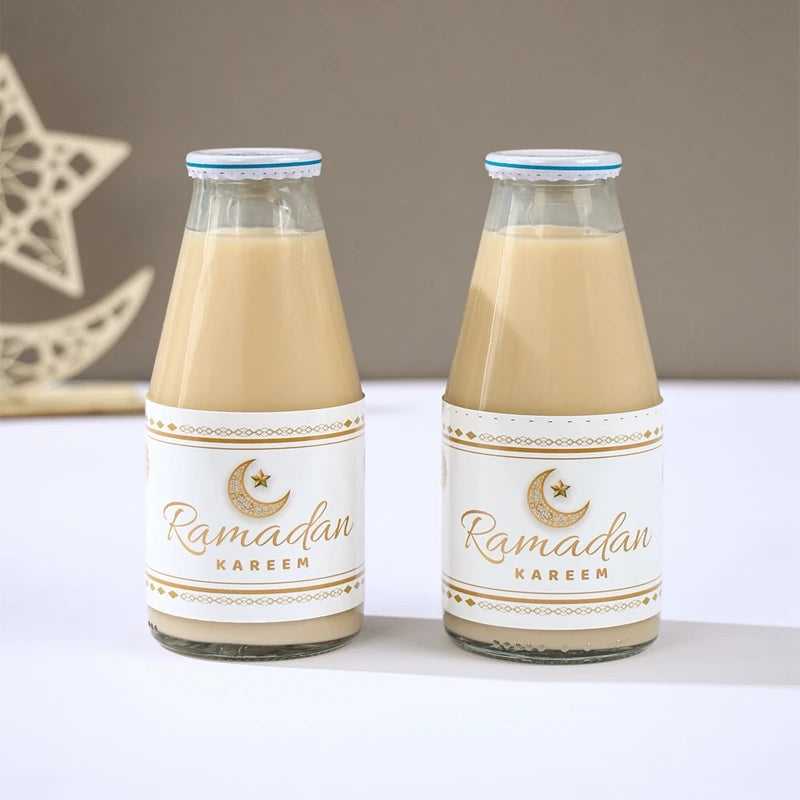 10Pcs Eid Mubarak Bottle Labels Wrapper Adhesive Stickers Ramadan Kareem Decor for Home Water Bottle Cover Party Decor