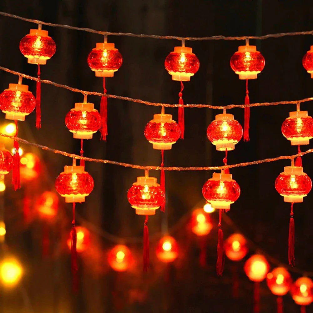 1PC LED Red Lanterns String Lights, 20LED Chinese Style Fairy String Lights Battery Operated Hanging Lanterns String Lights
