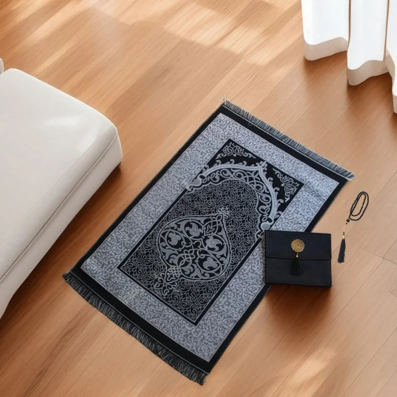 3pcs/set Muslim Prayer Mat Set Middle East Prayer Rug Prayer Beads Portable Travel Worship Blanket With Bag Set Holiday Gift