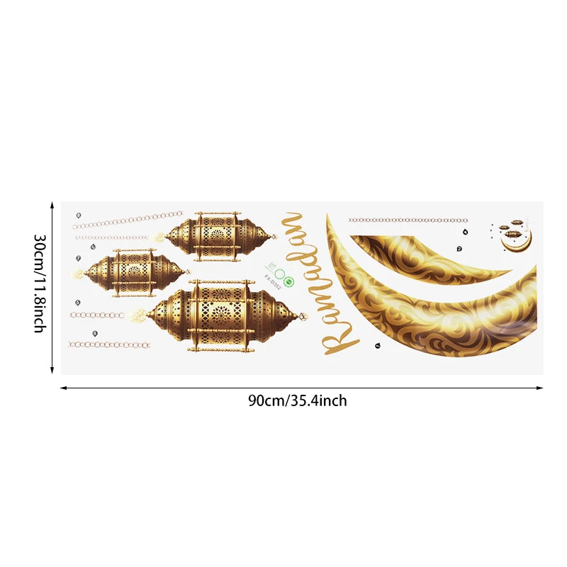 Eid Mubarak Window Sticker 2025 Ramadan Kareem Wall Sticker Muslim Islamic Festival Party Decoration Supplie Electrostatic Decal