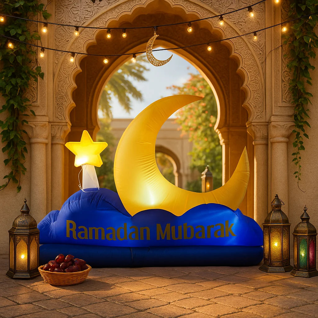 Ramadan Eid Mubarak Inflatable Decorations with LED Lights Muslim Islamic Holiday DIY Party Supplies  Outdoor Yard Ornament