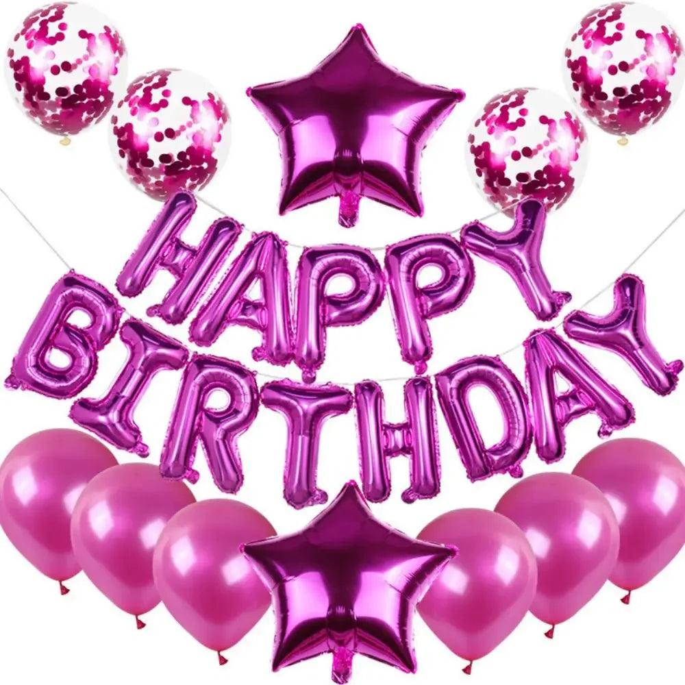 25pcs/set Happy Birthday Balloons Set Foil Letter Balloon Garland Bunting Banners Kids Birthday Party Babay Shower Decoration