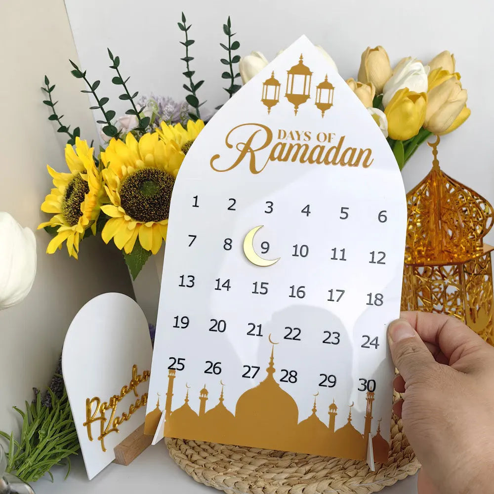 Middle Eastern Calendar Festival Acrylic Desktop Home Decor Calendar Stand 2026 Happy Days Of Ramadan Party DIY Supplies