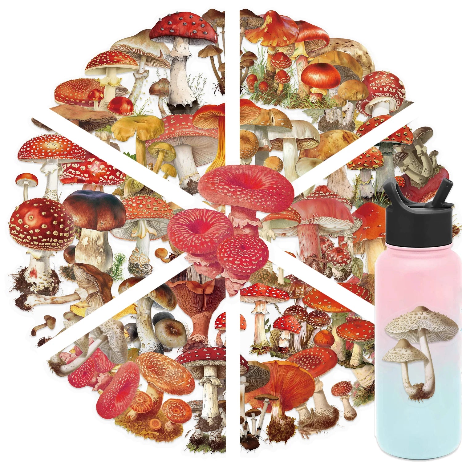 50pcs Retro Mushroom Graffiti Stickers Handmade Account DIY Luggage Notebook Motorcycle PET Waterproof Stickers