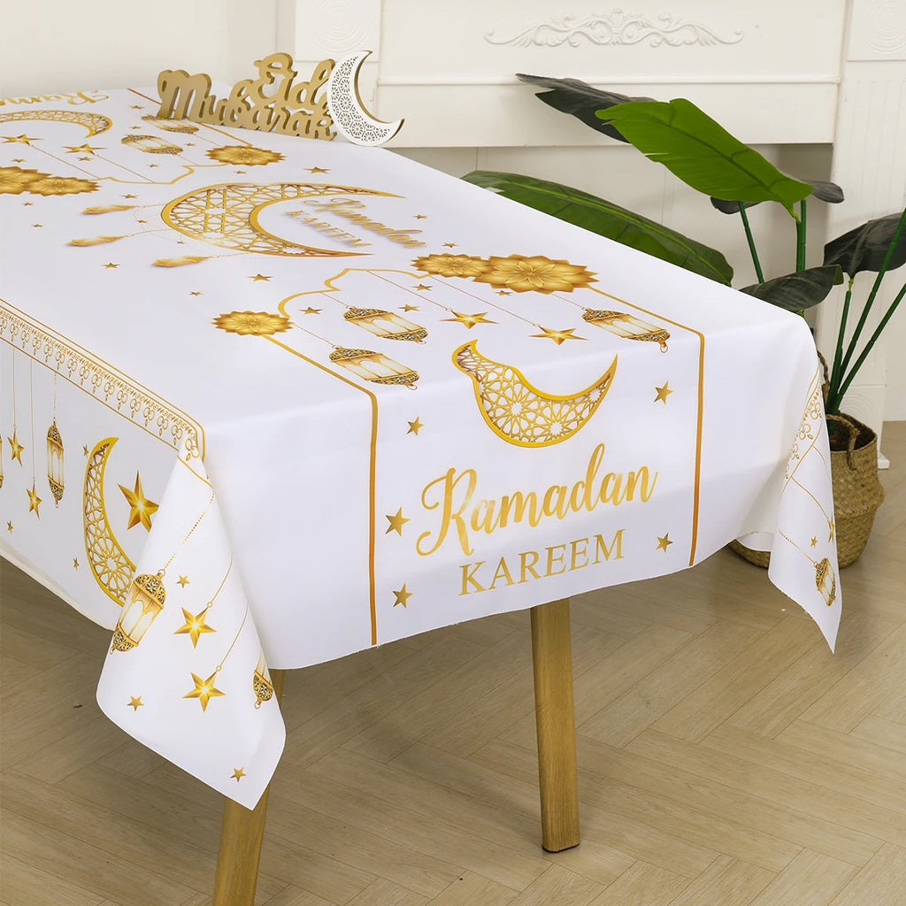 Eid Mubarak Tablecloths Ramadan Decoration for Home 2025 Islamic Muslim Party Decor Ramadan Tableware Supplies Eid Al Adha Gift