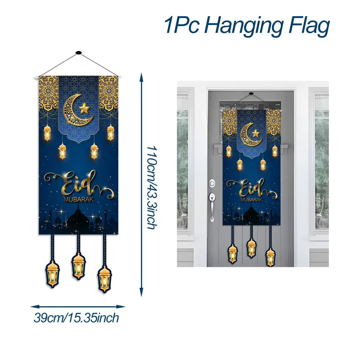 Eid Mubarak Decoration Hanging Flag Eid Mubarak Decor 2025 for Home Islamic Muslim Party Decor Ramadan Kareem Eid Al-Fitr Gift