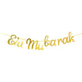 EID Mubarak Banner Glitter Star Moon Letter Paper Bunting Garland Islamic Muslim Party Ramadan Kareem Decorations for Home 2026