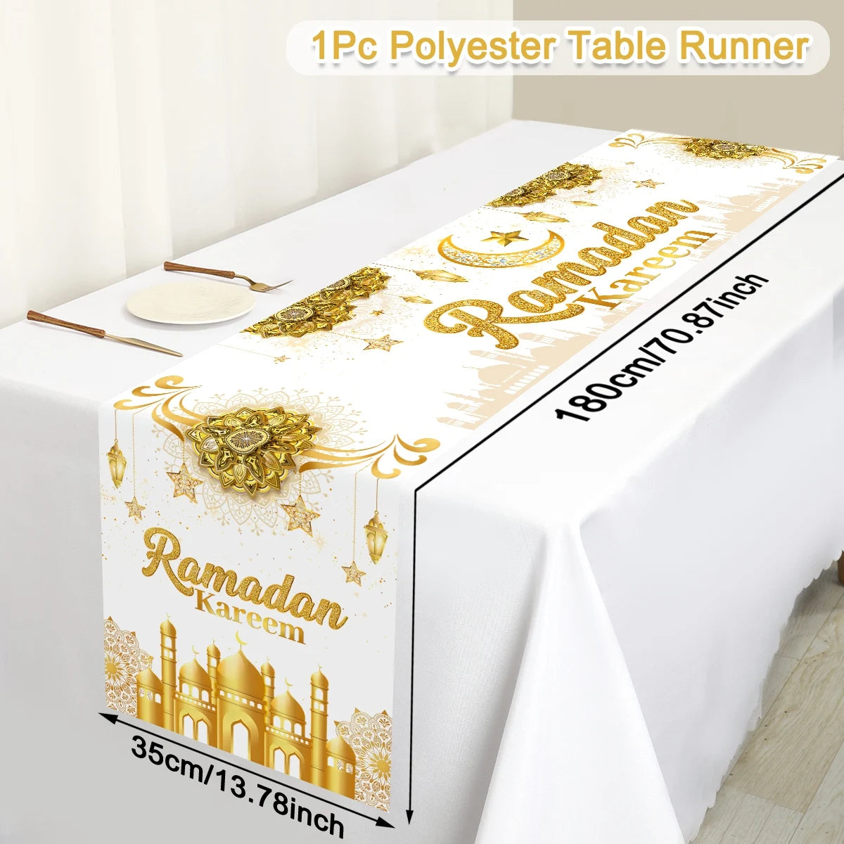 Ramadan Kareem Table Runner Ramadan Decor For Home 2026 Tablecloth Islamic Muslim Party Supplies Ramadan Kareem Eid Al-Fitr Gift