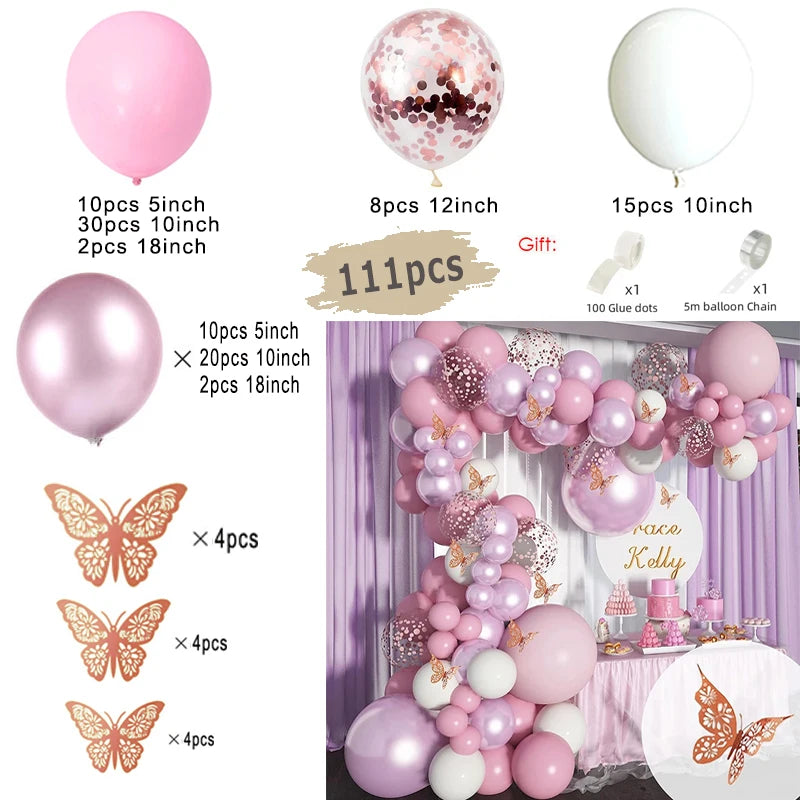 Macaron Pink Balloon Garland Arch Kit Wedding Birthday Party Decor Kids Rose Gold Latex Balloons Baby Shower Decorations Chain