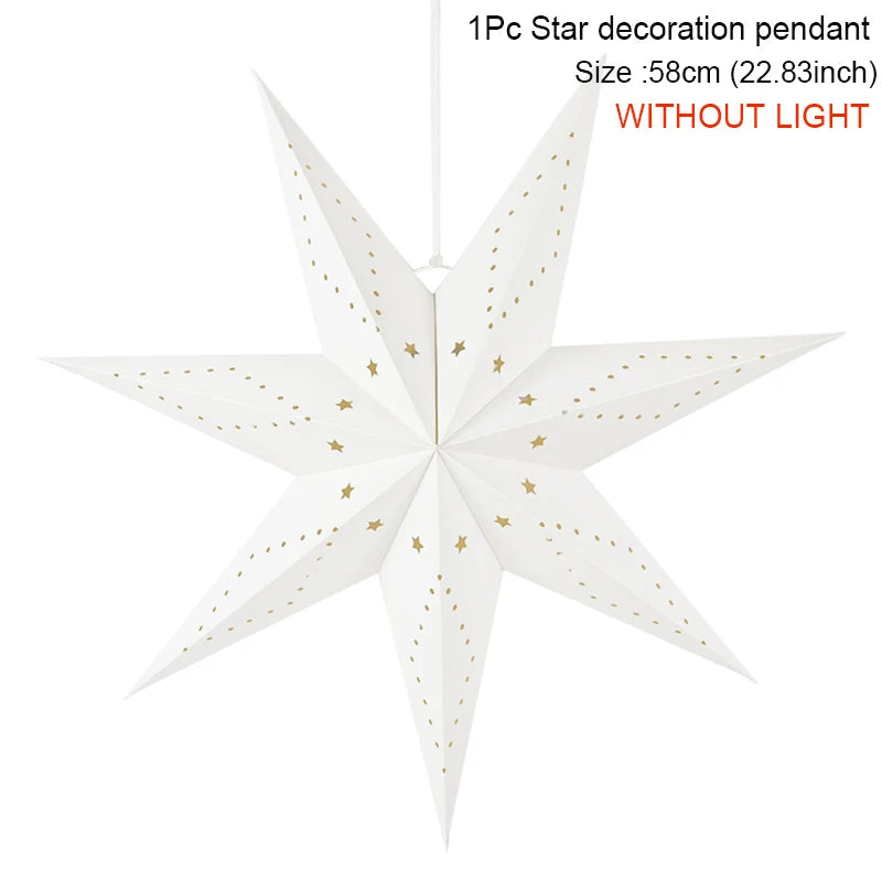 30-60cm Hollow Star Lights Eid Mubarak LED Star Lantern Pendants Ramadan Wedding Decoration Islamic Muslim Party Home Decor Gift