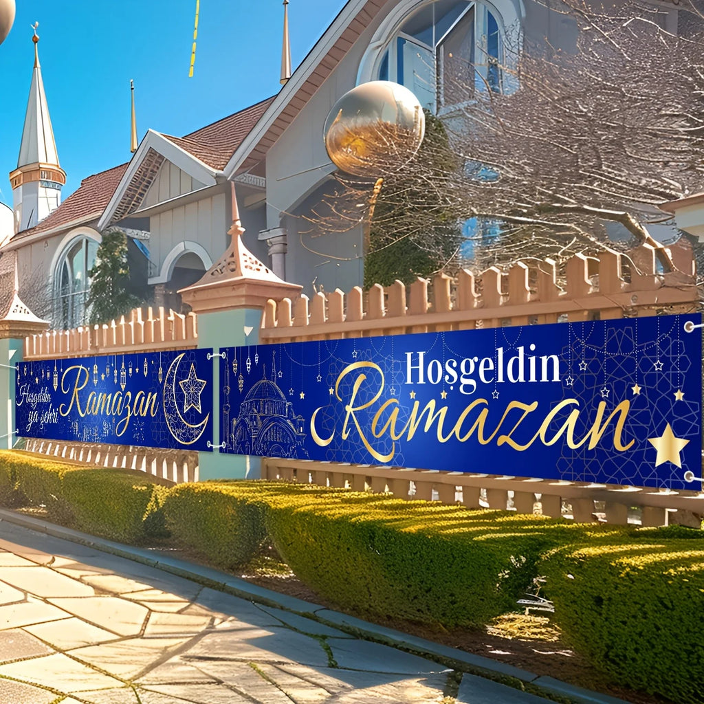 Eid Ramadan Decorations Hoşgedin Ramazan Outdoor Banner Hosgeldin ya sehri Ramazan Backdrop Ramadan Mubarak Backdrop for Muslim